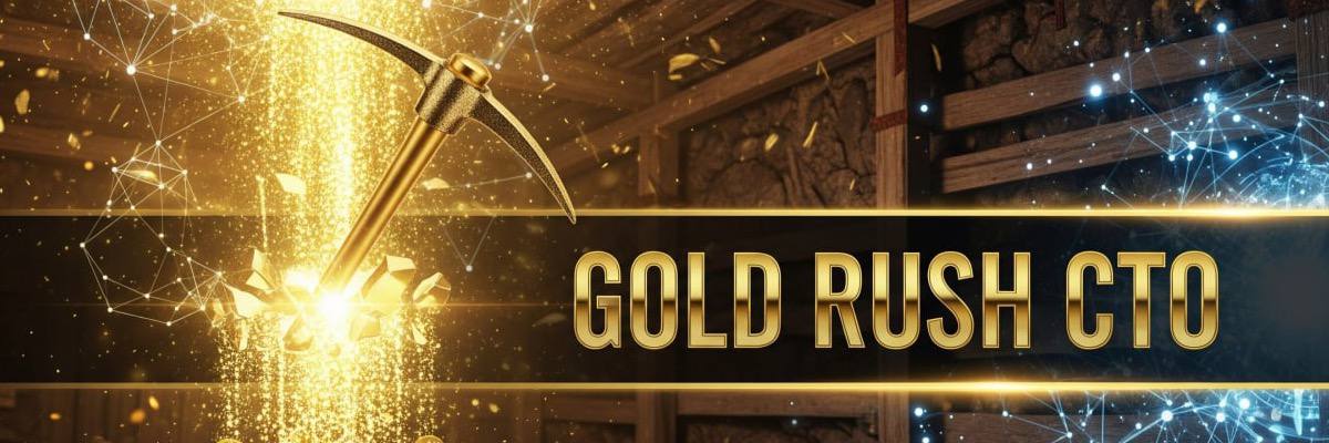 Gold Rush CTO banner with pickaxe and network